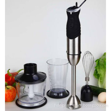 Stainless steel hand blender with turbo, 5 speeds, with chopper, food processor and potato rice